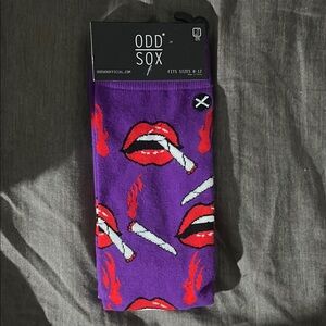 Red and Purple Casual Socks with Bold Graphic Design